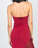 Crimson Motherboard Slit Dress