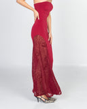 Crimson Motherboard Slit Dress